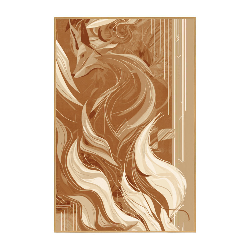 Tapis éclectique abstrait brun brun clairune, 4 x 2