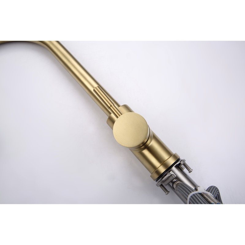 Kitchen Faucet With Pull Out Spray, Brushed Gold Dazzling, Stainless Steel Mastery, 360 Rotating Apparent Nozzle, Corrosion And Rust Offered, Single Handle Inspected Spray Faucet, Gleaming, Power,