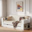 Lit de jour multifonctionnel avec tiroir de rangement, compartiments ouverts et table d'appoint hydraulique-277514830