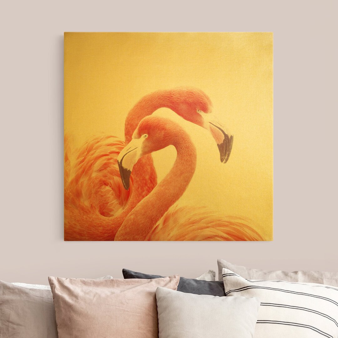 Leinwandbild Zwei Flamingos von Monika Strigel