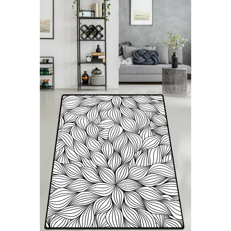 Adrieana Dream Catcher Shaggy Black/White Rug, Rectangle 100 x 150cm