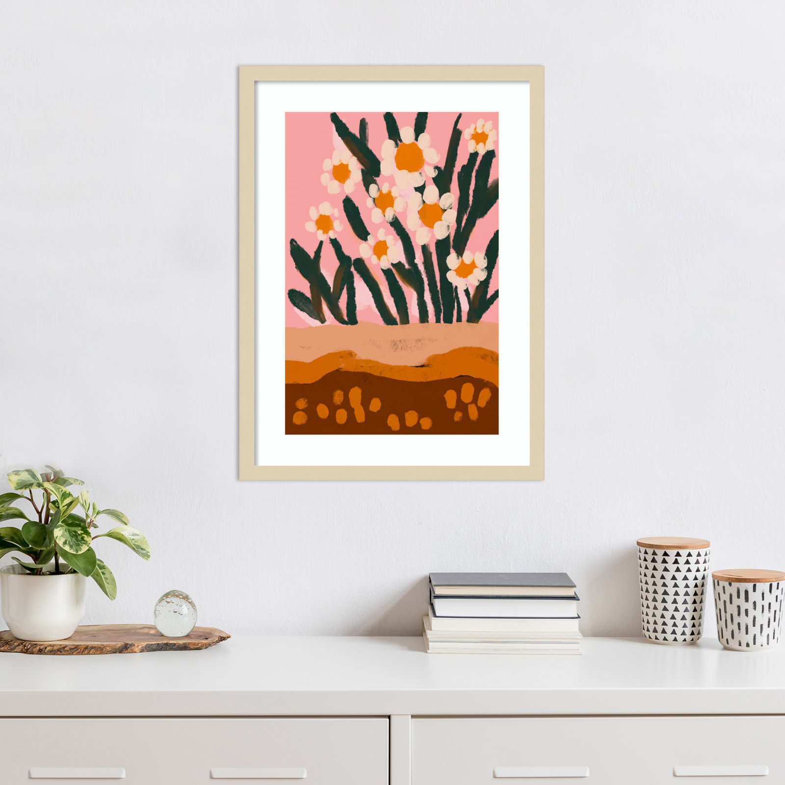Pastel Flower Impression No 3, Brown, 25" H x 19" W