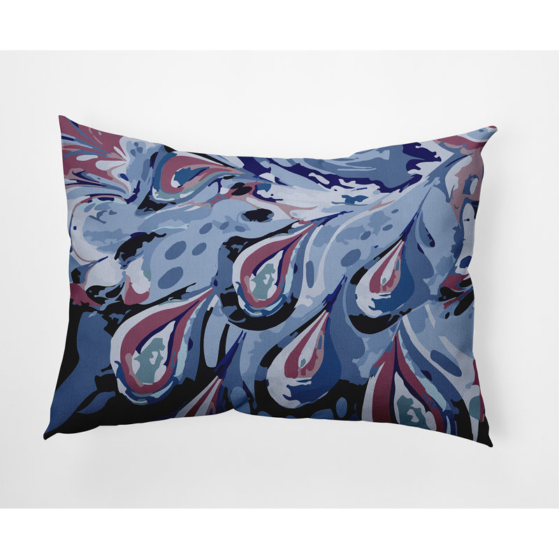Abstract Outdoor Reversible Throw Pillow, Blue