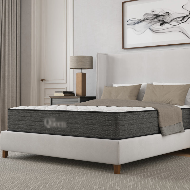 Grand matelas en gel de refroidissement de 10 pouces - Conception, soulagement, faible transfert de mouvement, eau, États-Unis, compatible avec une base réglable, cadre gris et blanc, ressort en mousse