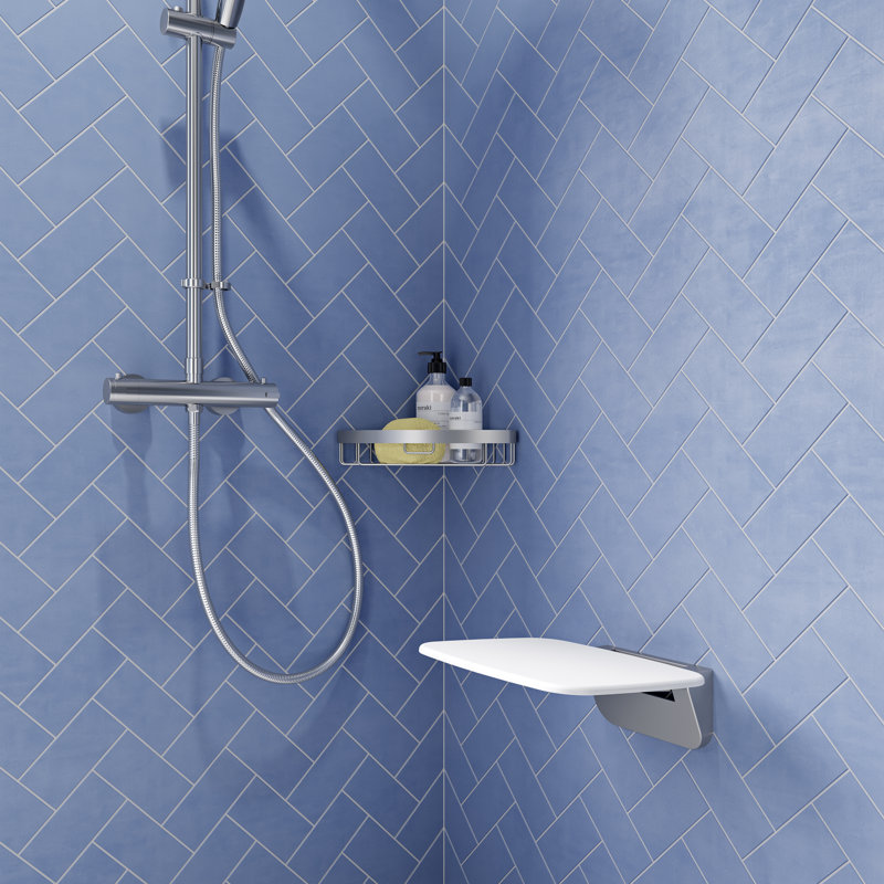 White & Chrome Shower Seat