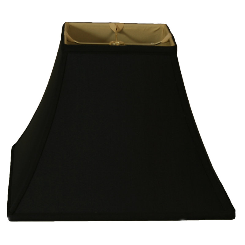 Abat-jour cloche en soie / shantung (araignée), Noir / doré, H 11,5 po x l 14 po x P 14 po