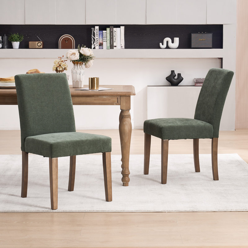 Chaise rembourrée en bois, Vert olive