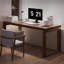 Bureau rectangulaire en bois massif avec 2 tiroirs-306941830