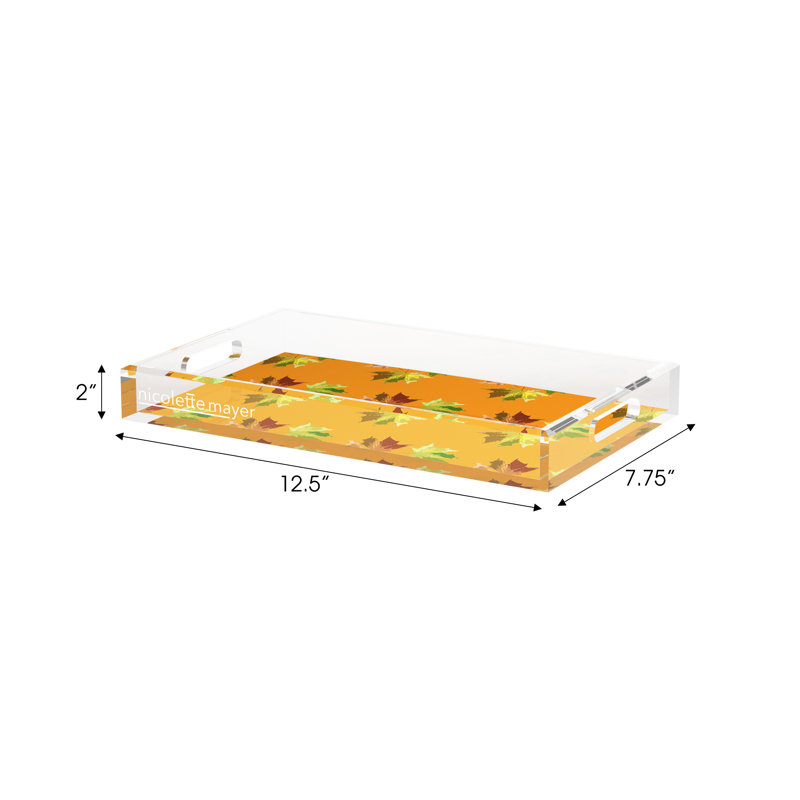 Autumn Leaves Acrylic Rectangle Decorative Tray, 12.5"W x 7.75"D x 2"H, Butternut