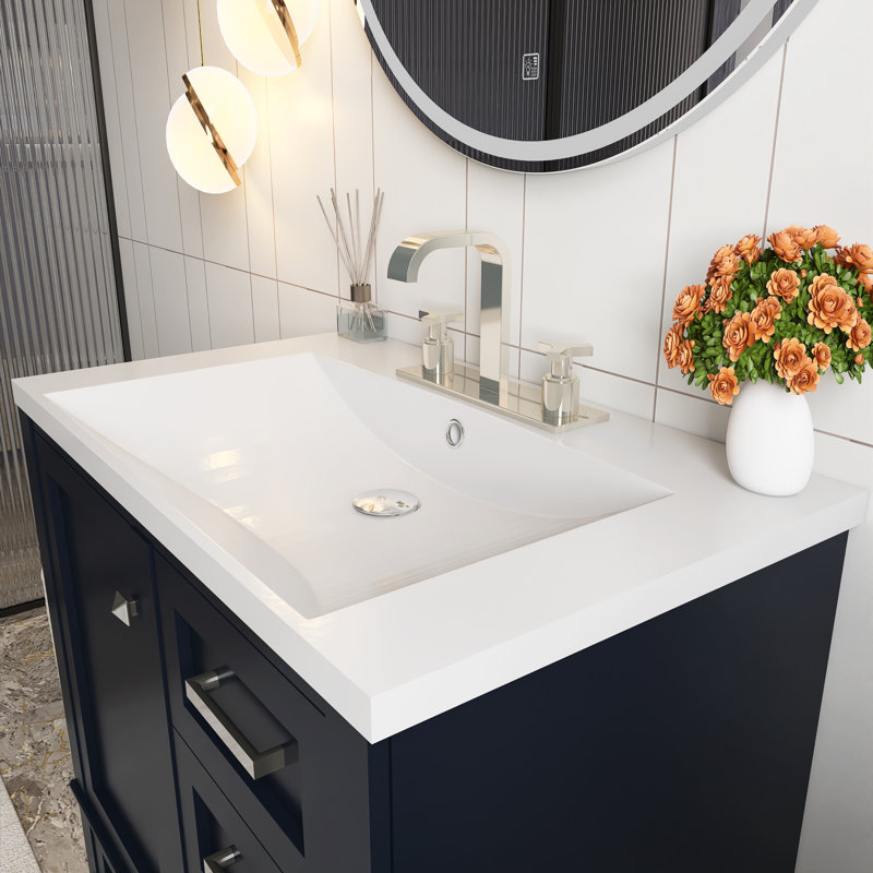 Meuble-lavabo simple sur pied 30 po avec lavabo, Noir, noir, noir, noir