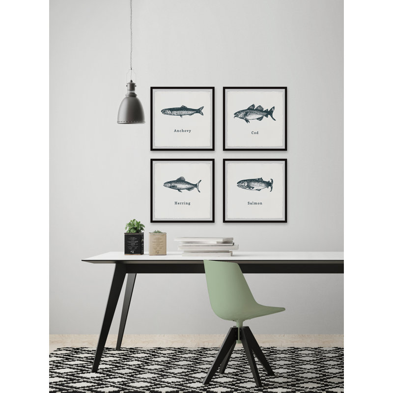 Thaxted Anchovy And Salmon by Marmont Hill - 4 Piece Print Set, 61cm H x 61cm W x 3.81cm D