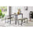Slate Gray Industrial Dining Table Set with 2 Benches, Rectangular 43.3 W, Seats 4