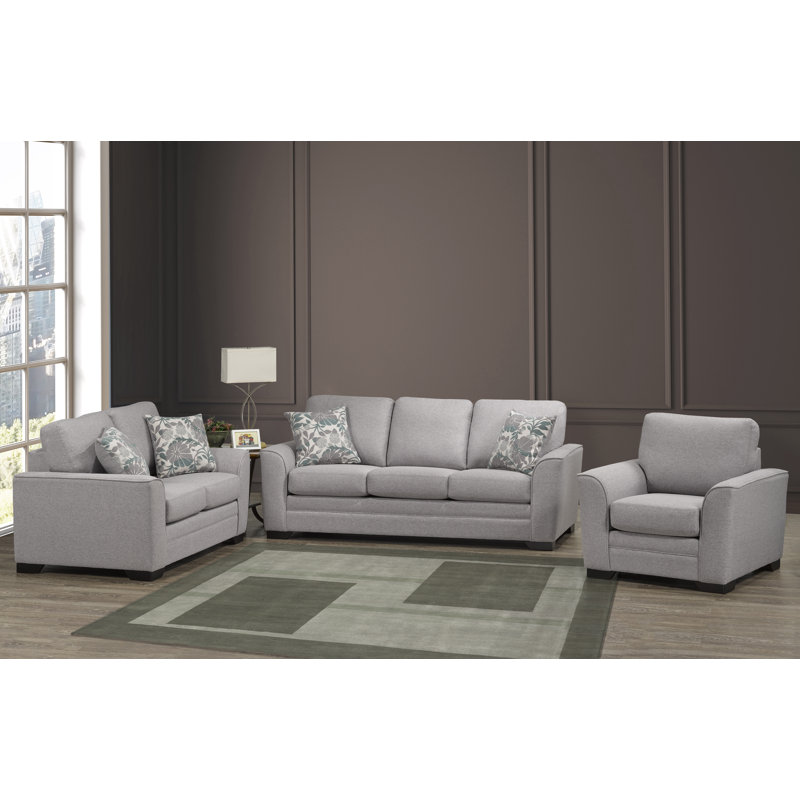 Ensemble de salon 3 pièces en tissu gris anthracite Laeticia, Gris clair