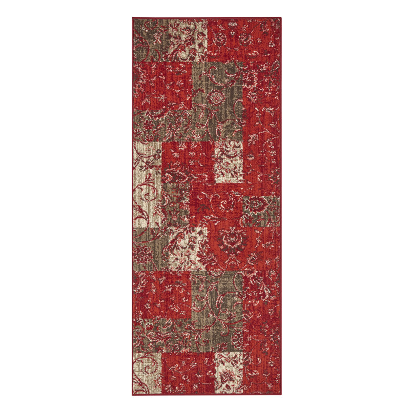 Celebration Kirie Flatweave Red/Brown Rug, Runner 80cm x 250cm
