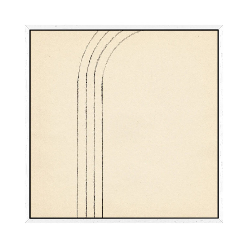 Minimalist Neutral Line Art II by Whales Way - Painting on Canvas, 93.98cm H x 93.98cm W x 3.81cm D, White Framed
