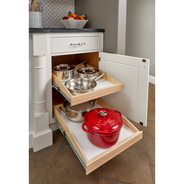  Household Essentials 2 Tier Pull Out Cabinet Organizer, Solid  Wood Basket, Fully Extending Gliders, Bottom Cabinet Organizer, Heavy-Duty,  Natural Finish and Chrome : Home & Kitchen