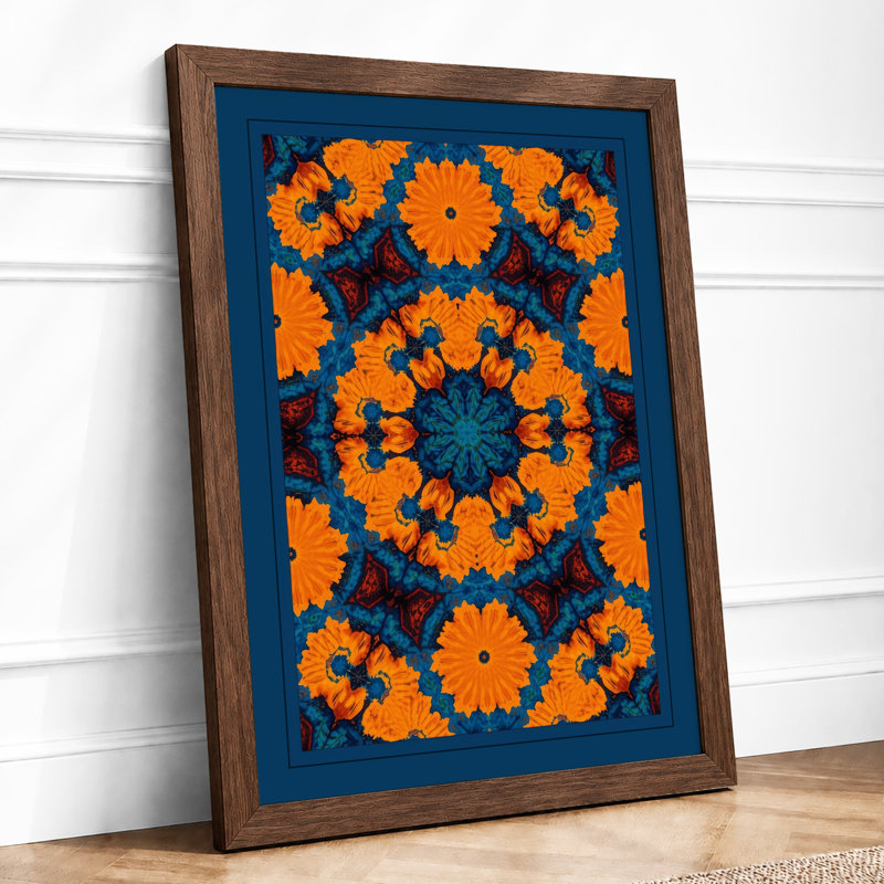 Medallion Geometric - Framed Print, A4 - 29.7 x 21.0 cm, Walnut