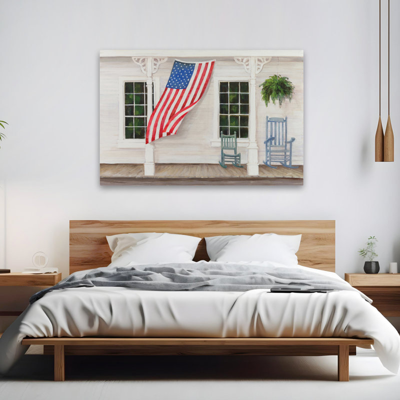 American Porch contemporain bleu blanc drapeau américain américain, H 60 po x l 40 po