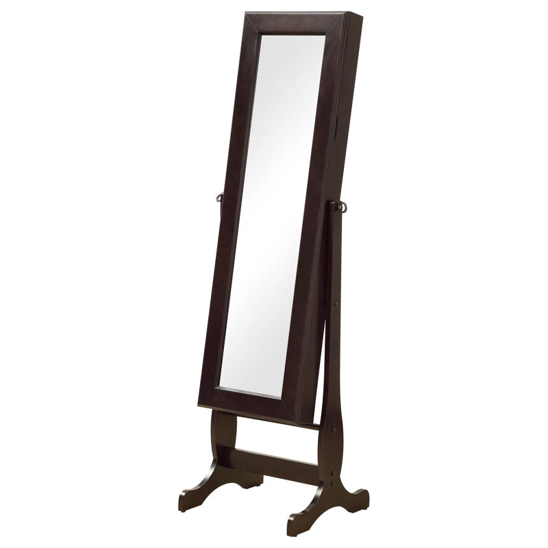 Armoire à bijoux autoportante avec miroir Antionette, Cappuccino