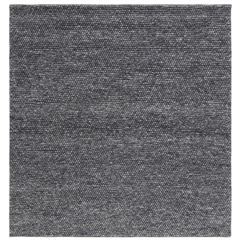 Tapis gris foncé fait à la main Elle, Carré 6 pi