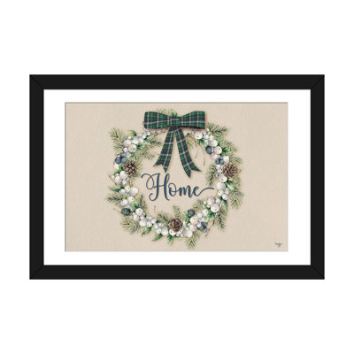 Winterberry Home Wreath - reproduction d'art murale - papier d'art encadré