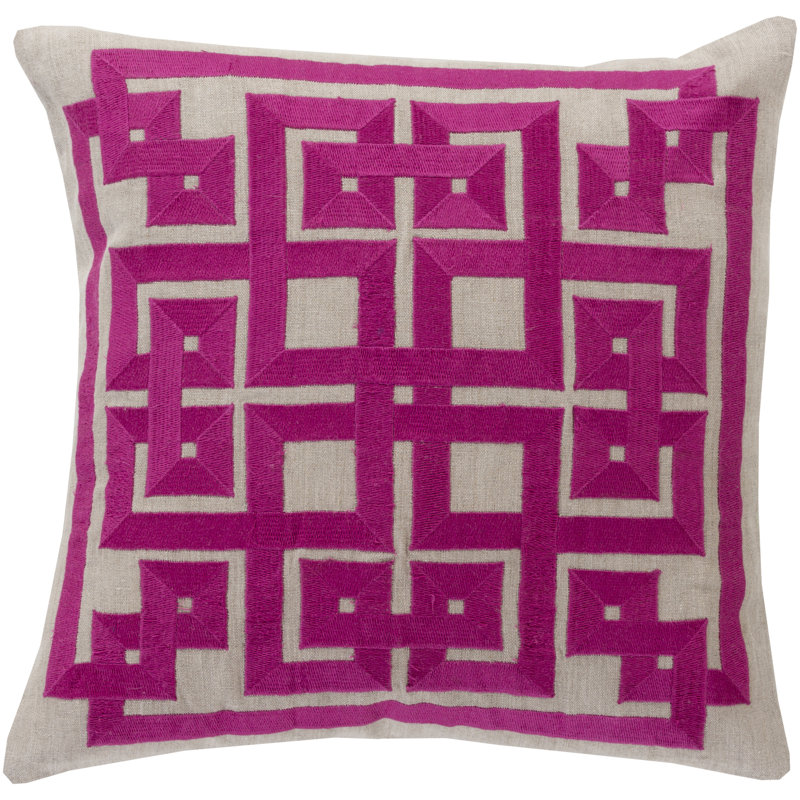 Housse de coussin en lin Gramercy, 18 po x 18 po, Aqua / gris