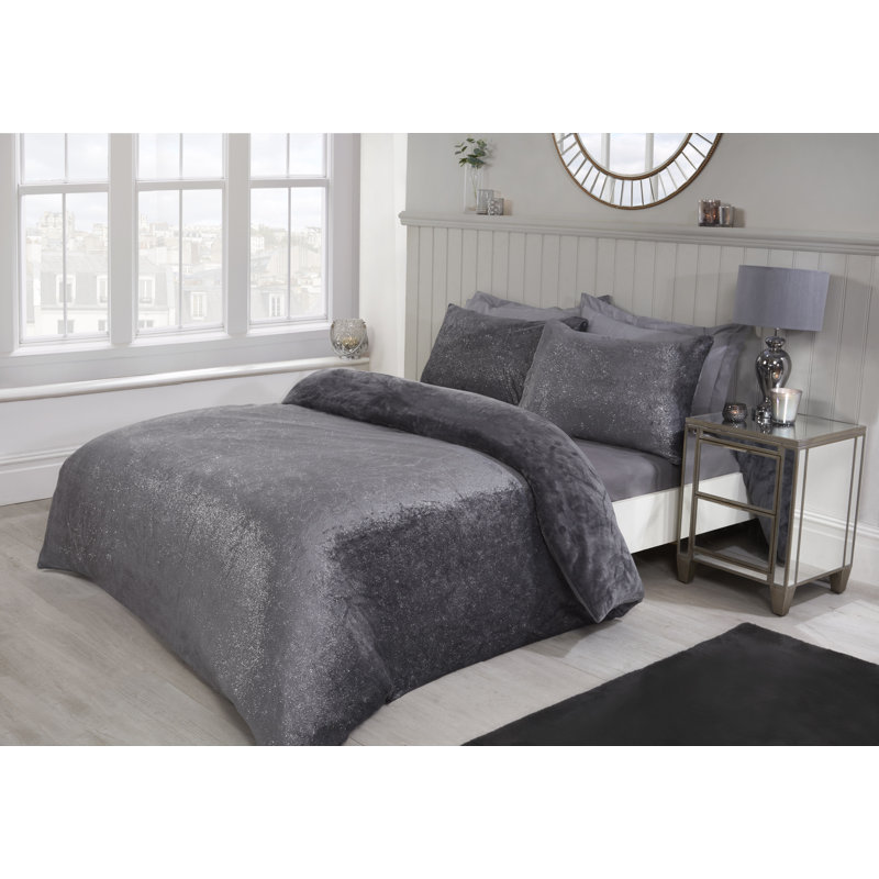 Walsh Polyester Geometric Shapes Duvet Cover Set with Pillowcases Included, Single - 1 Standard Pillowcase, Charcoal
