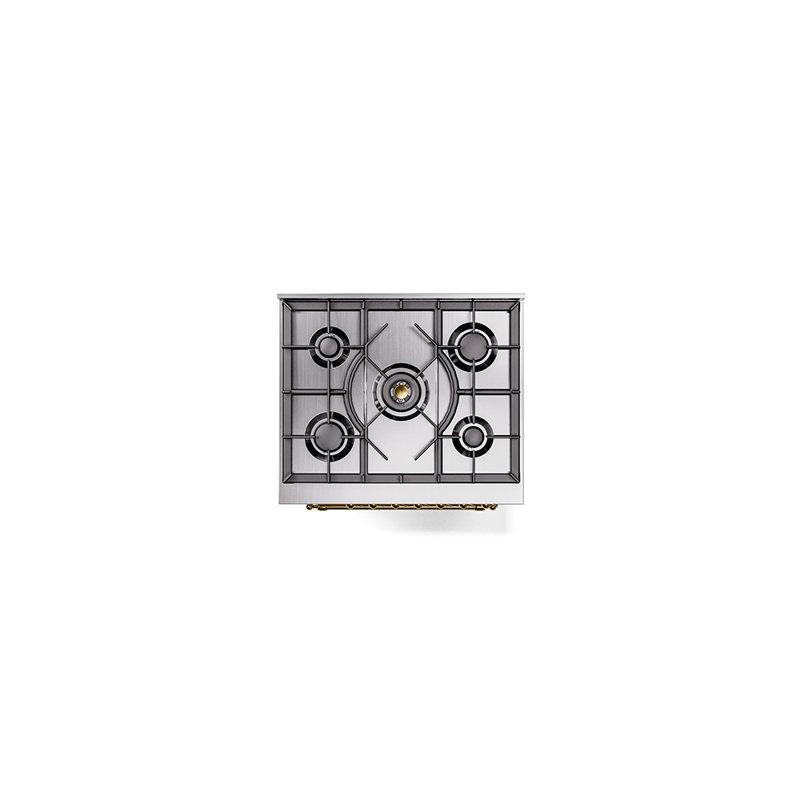 ILVE Nostalgie II 30 in Dual Fuel Range, Antique White/Brass, Natural Gas