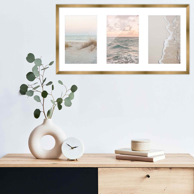 Cadre en bois Lymari, 4 po x 6 po, 7,5 po x 14,5 po, Bronze / blanc