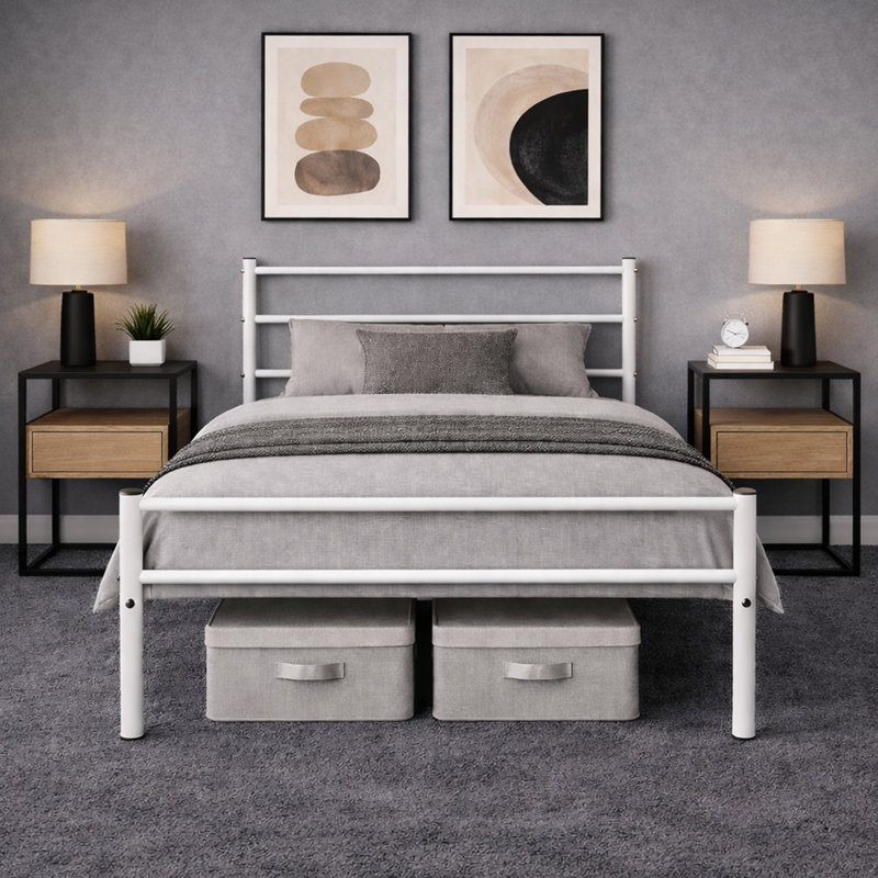 Mahim Metal Bed, Single (3'), White