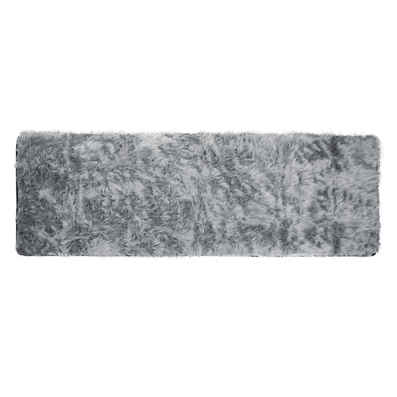 Faux Fur Bed Runner, 30" W x 90" L, White / Brown