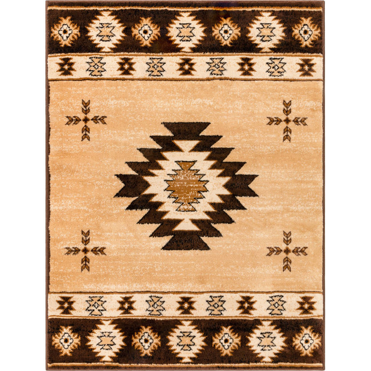Giselly Southwestern Machine Woven Polypropylene Area Rug in Brown/Beige