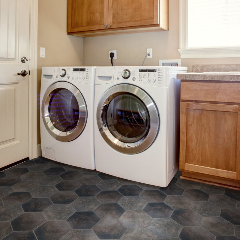 Capri 7" x 8" Porcelain Stone Look Wall & Floor Tile, Black