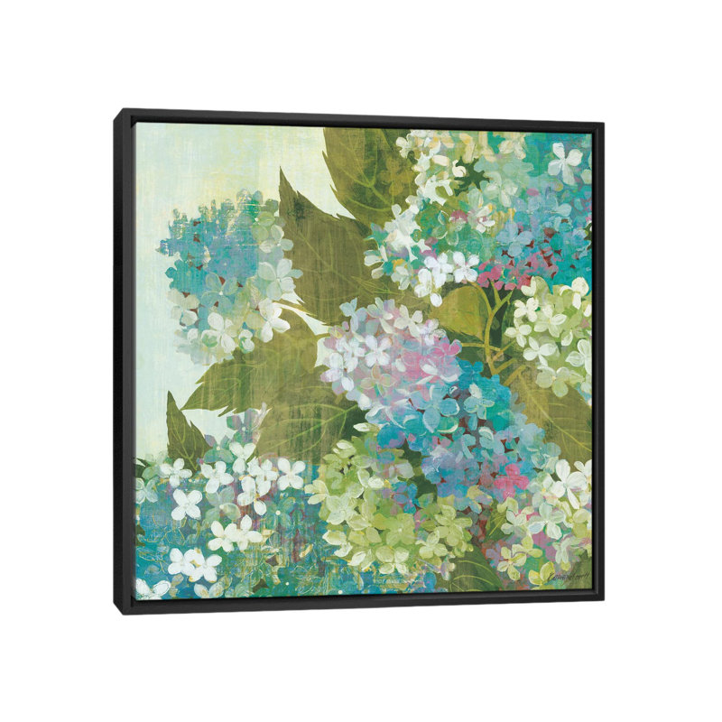 « peint fleuri », reproduction sur toile, H 26 po x l 26 po x P 1,5 po, Toile avec cadre noir, Pas de tapis