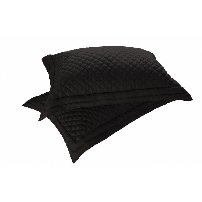 Polyester Geometric Sham Set, Black, King