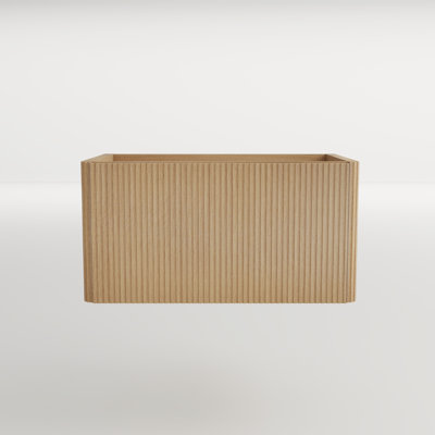 Meuble-lavabo suspendu en chêne naturel rayé pour salle de bain de style moderne, tiroir à ouverture par simple pression et grands espaces de rangement, profondeur de 77 cm (30,28 po) et grande capacité, largeur de 46 cm (18,12 po).