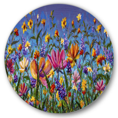 " Daisies And Wildflowers In Summer Garden Field I " Painting Print