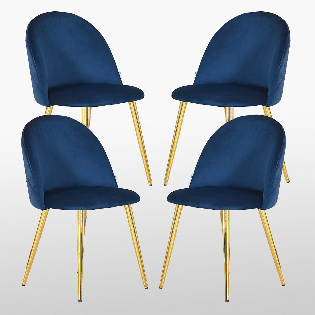 Heavener Modern Velvet Dining Chairs - Ergonomic Upholstered Curved Back with Solid Wooden Legs - Side Chair for Kitchen Living Room Dining Room