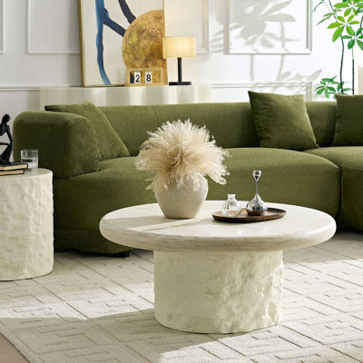 Table basse ronde en fibre de verre pour le salon