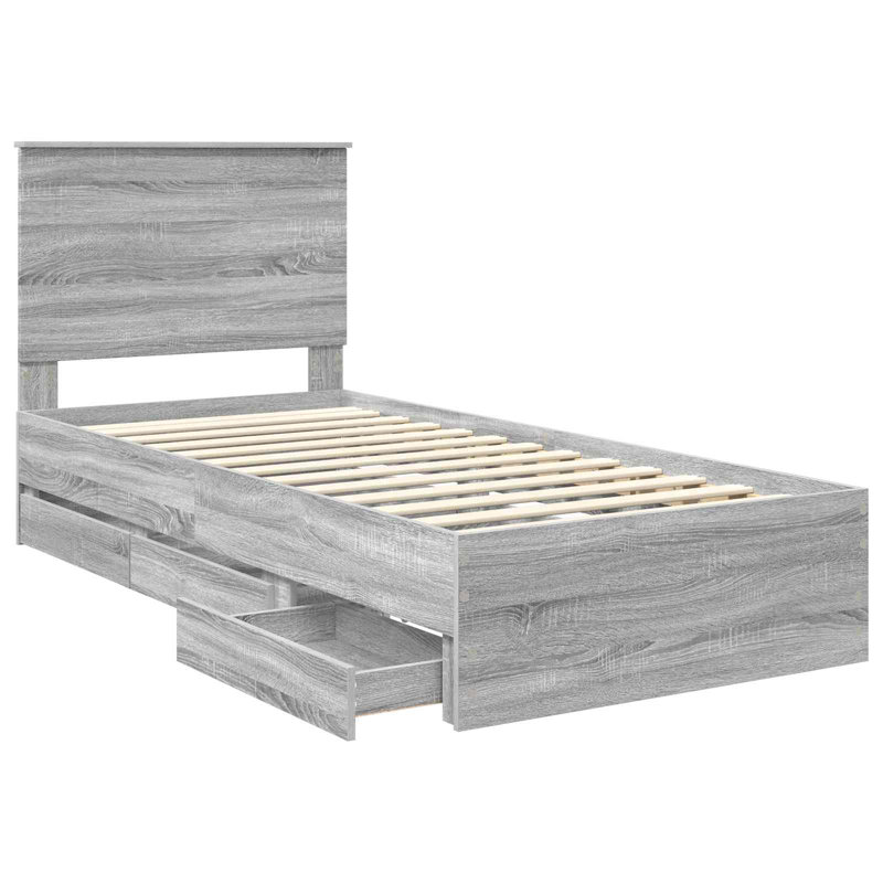 Bed Frame, Single (3'), Grey Sonoma