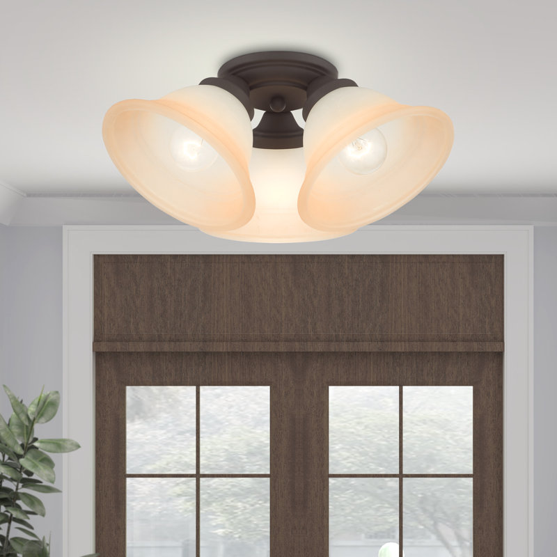 Owasso Glass Flush Mount, Bronze, Sunrise Marble