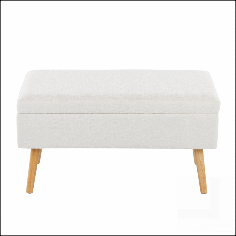 Banc en bois naturel et tissu crème