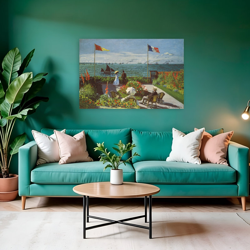 «Garden at Sainte-Adresse 1867 Classic Coastal Spring», reproduction d'art murale, H 32 po x l 48 po