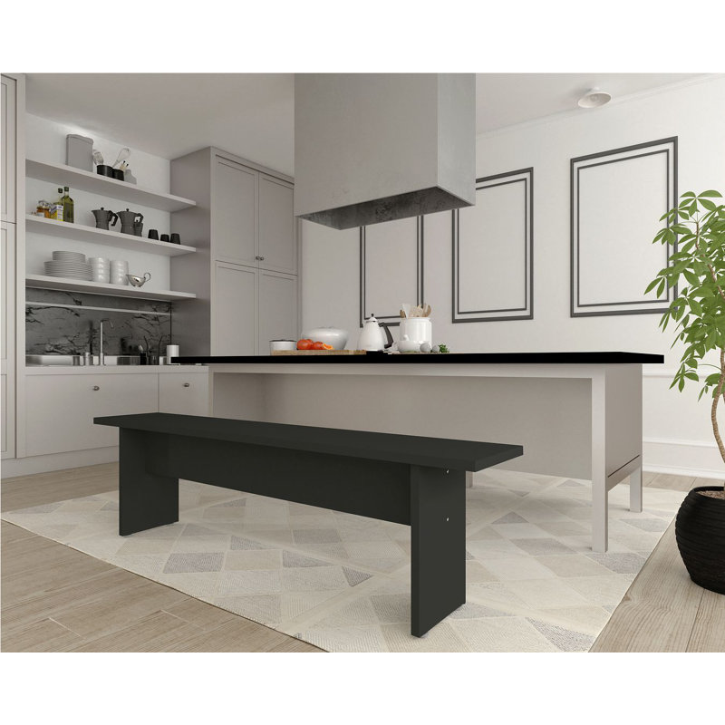 NoMad 68" Modern Dining Bench in Charcoal, Gray