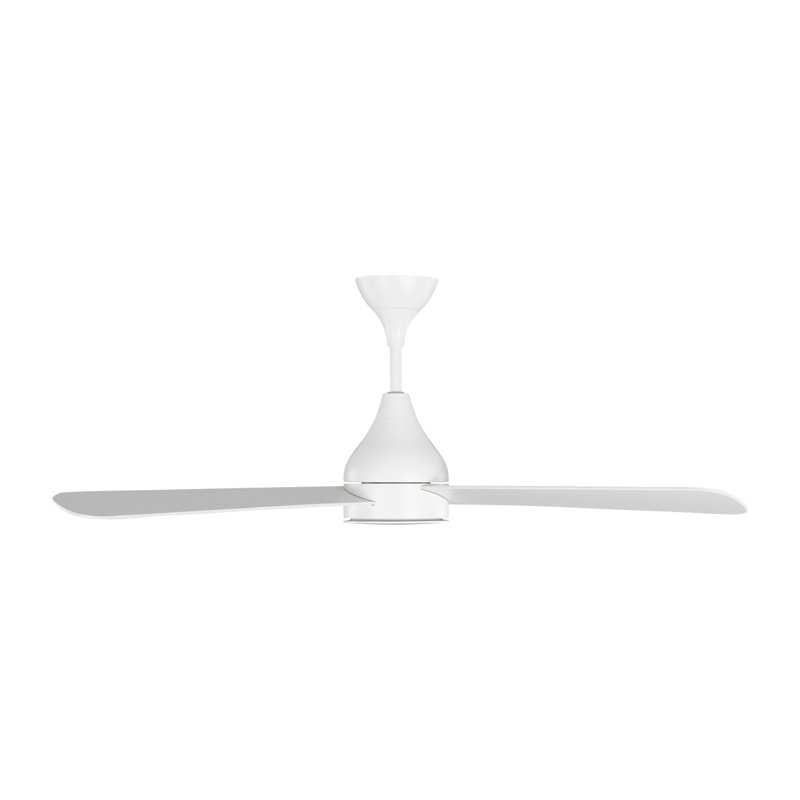 Smart LED Ceiling Fan, Matte White with White Blades, 52 inches