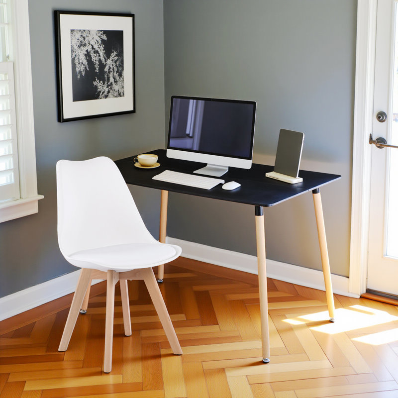 Solid Wood Base Writing Desk, Black