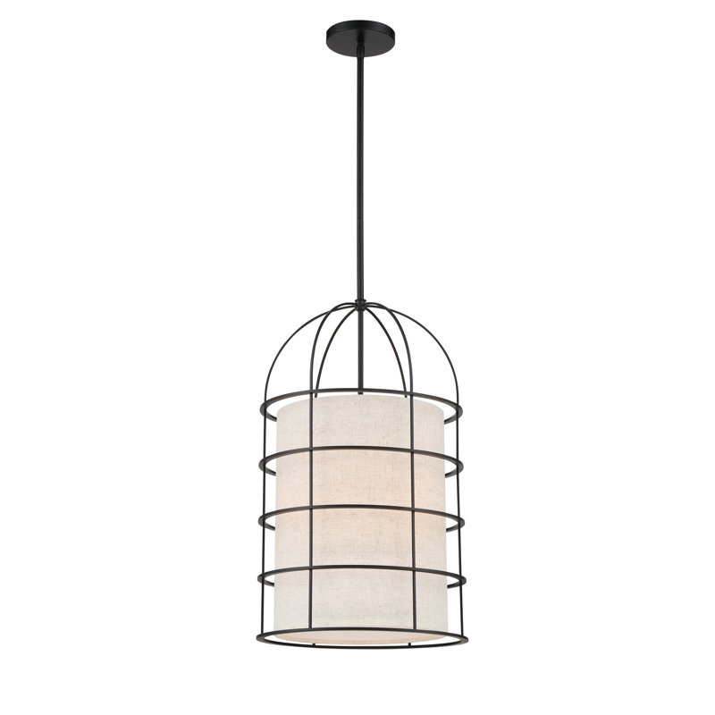 Latitude Run Gateway Coal With Oatmeal Linen Pendant Light