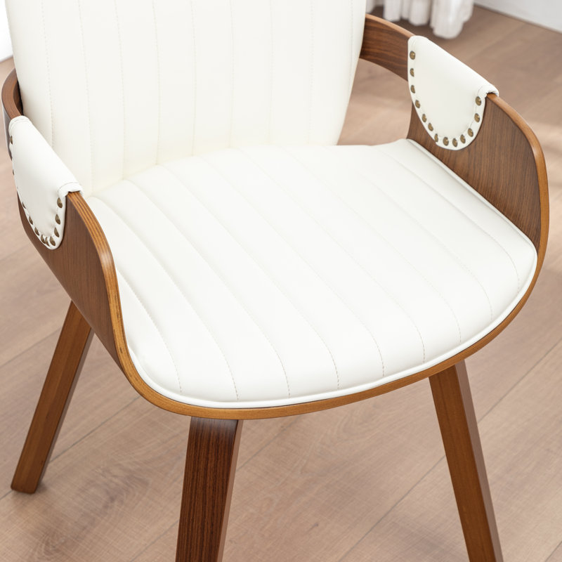 Dundrod Faux Leather Upholstered Swivel Dining Armchair, White