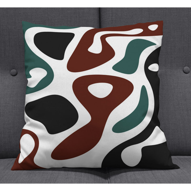 Throw Pillow With Insert, White/Green/Red Abstract 2, 18"H x 18"W