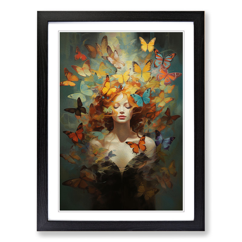Butterfly Futurism Art - Framed Print, 46cm H x 34cm W x 2cm D, Black Framed